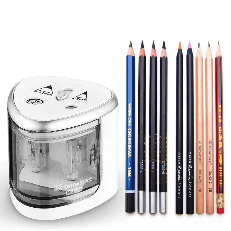 2018 New Automatic pencil sharpener Two-hole Electric Switch Pencil Sharpener stationery Home Office School Supplies