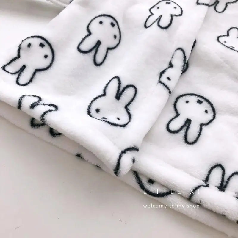 New Kawaii Anime Miffy Rabbit Sleeping Robe Boys Girls Cute Cartoon Bathrobe Children's Pajama Plush Home Clothes Gifts for Kids