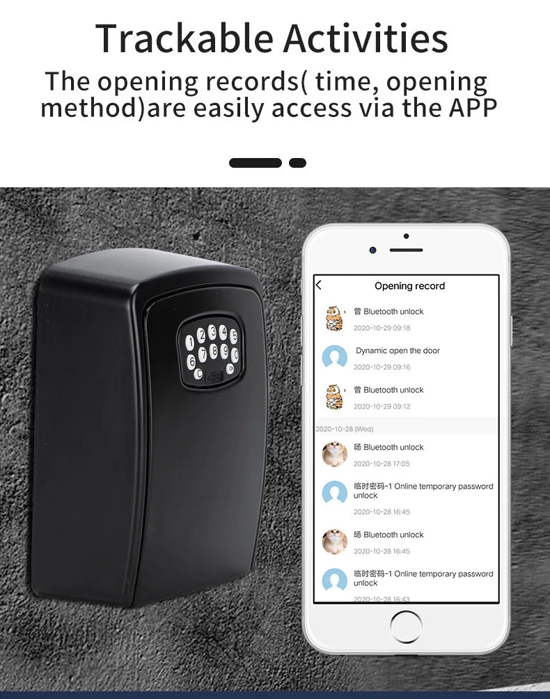 Tuya Wall Mounted Large Capacity Key Box Smart Home Security Zinc Alloy Waterproof Intelligent APP Password Electronic Safe Box