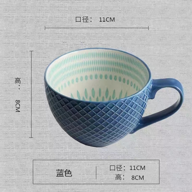 Hot Sale Colorful Ceramic Hand Painted Coffee Mugs Cup Creative Vintage Cafe Bar Drinkware Personality Breakfast Cups Tea Mug