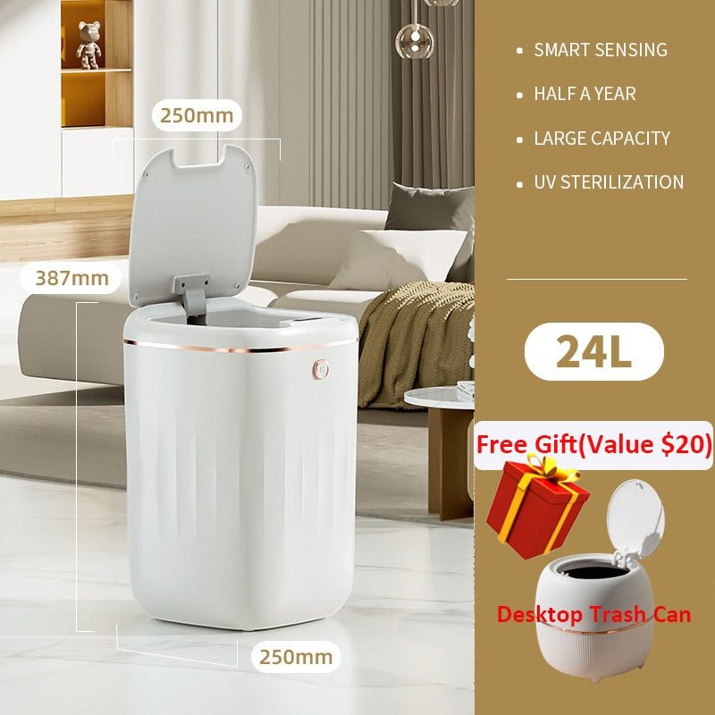 Smart Trash Can Automatic Induction Trash Bin Electric Touchless Wastebasket Kitchen Bathroom Waterproof Large Capacity Wastebin