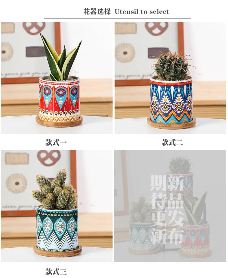 1PC Mini Flower Pots Mini Green plant pot Garden Colorful Ceramics Nursery Pots for Home Succulent plants indoor flowerpot Decor