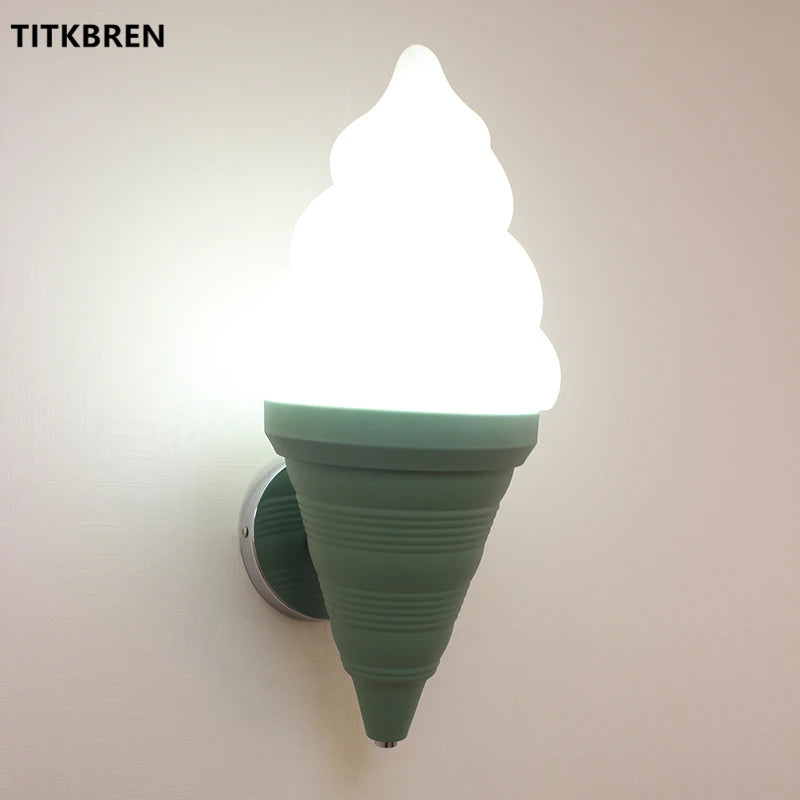 Dessert Shop Restaurant Ice Cream Cones Wall Lamp Creative Children's Room Bedside LED Lights Art Deco Fixture Home Lighting