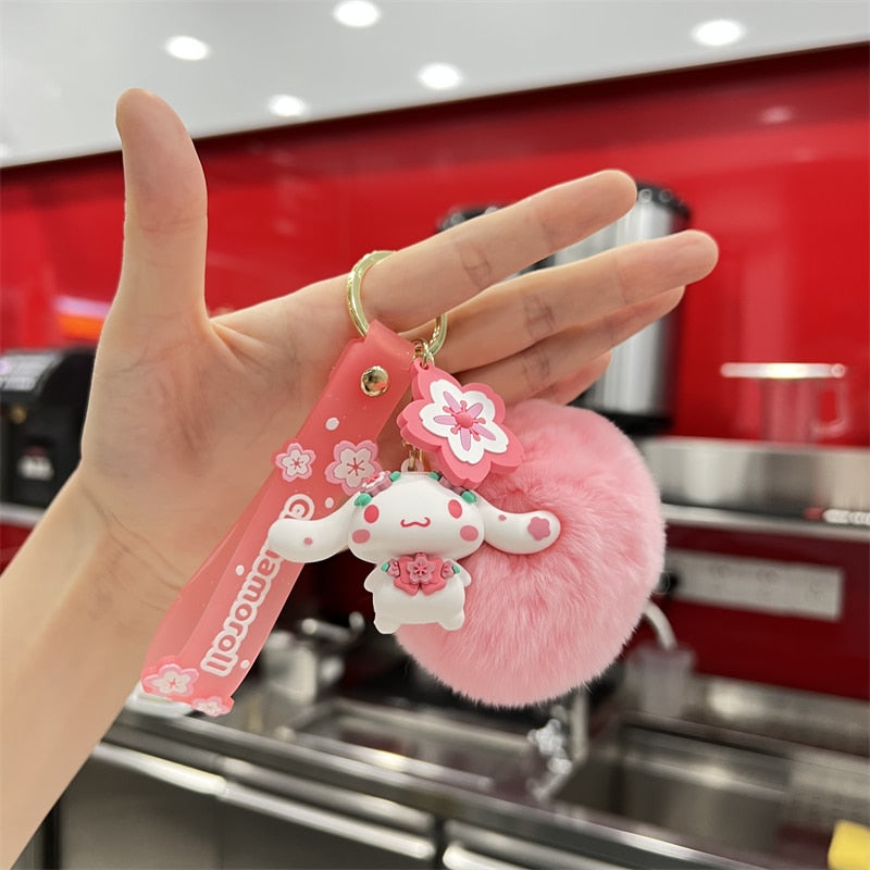 Kawaii Hello Kitty Keychain Sanrio Anime Cartoon Melody Kuromi Cinnamoroll Toys Cute Pendant Dolls Car Key Ring Girl&Child Gifts