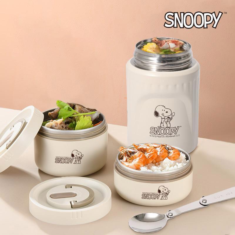 Kawaii Snoopy Cute Cartoon Lunch Box Four-Piece Lunch Box Multi-Layer Microwaveable Heating Warming Lunch Box Toys for Girls