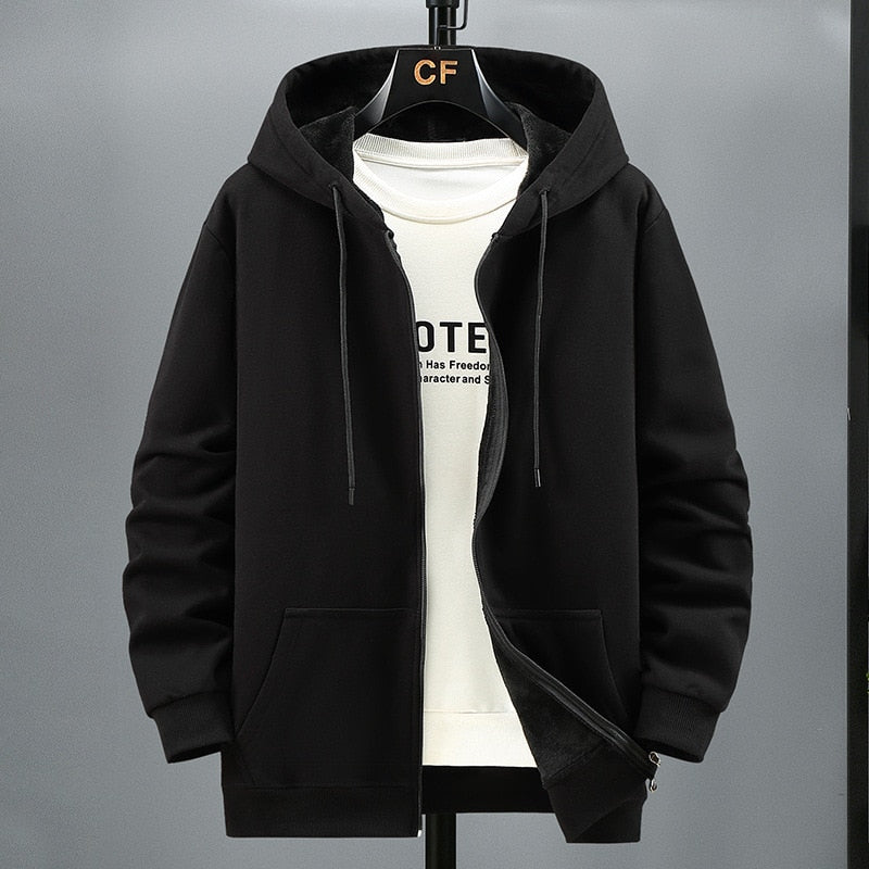 12XL 10XL Men's Fleece Outdoor Plus Size Man Hoodies Spring Autumn Polar Fleece Cardigan Hooded Sweater Jacket Men Sweatshirt