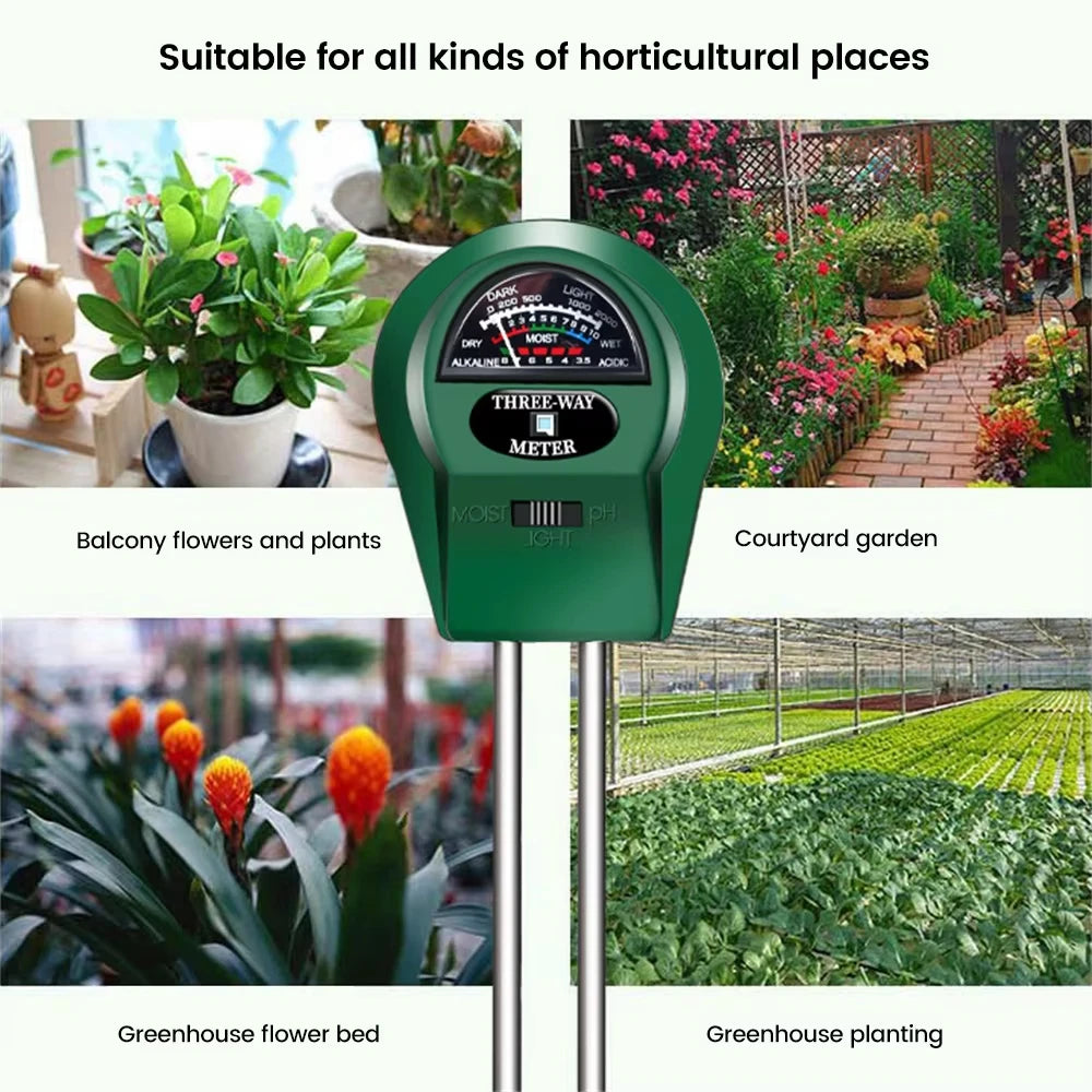 Moisture Sunlight PH Meter 3-IN-1 Soil Water Acidity Humidity Light PH Test Garden Plants Flowers Moist Tester