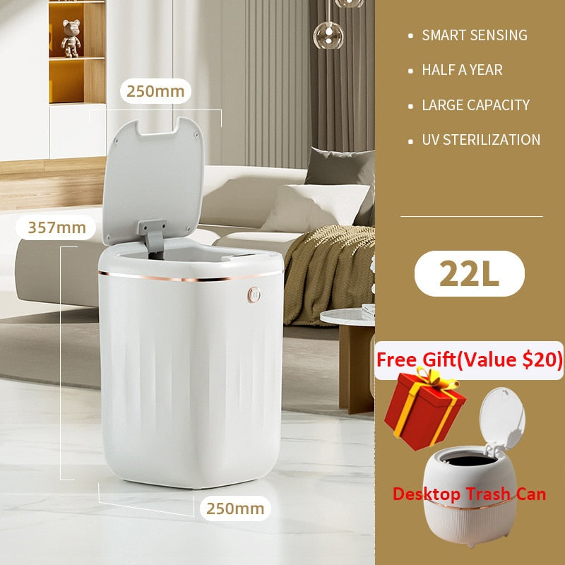Smart Trash Can Automatic Induction Trash Bin Electric Touchless Wastebasket Kitchen Bathroom Waterproof Large Capacity Wastebin