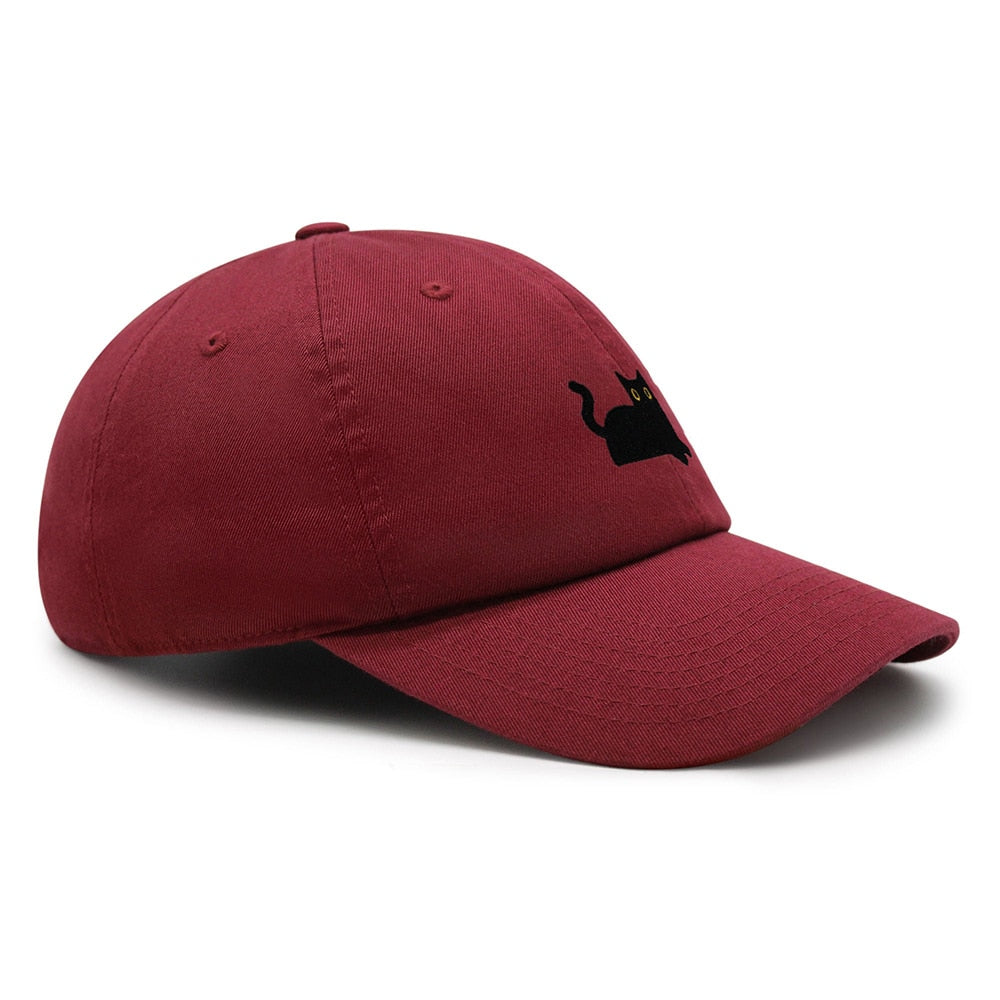Black Cat baseball Cap Embroidery Premium Dad Hat Cat Mom Cotton Adjustable Trucker Hat