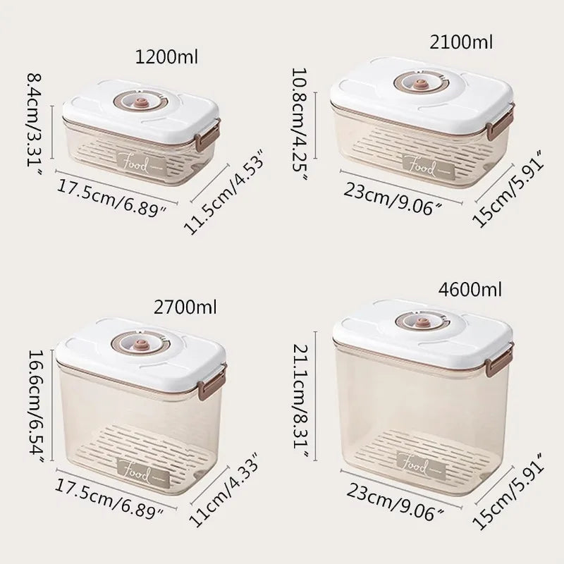Vacuum Sealed Canister Household Fresh-keeping Box Refrigerator Food Storage Containers Drainable Kitchen Organizers Fruit Tank