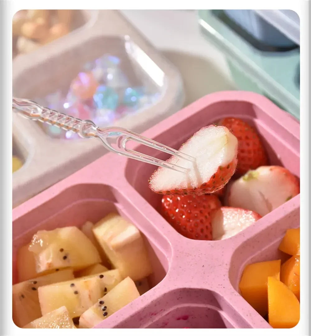 4 Grid Snack Containers Reusable Meal Prep Lunch Containers Portable for Kids and Adults Home Snack Storage Bottles Kitchen Tool