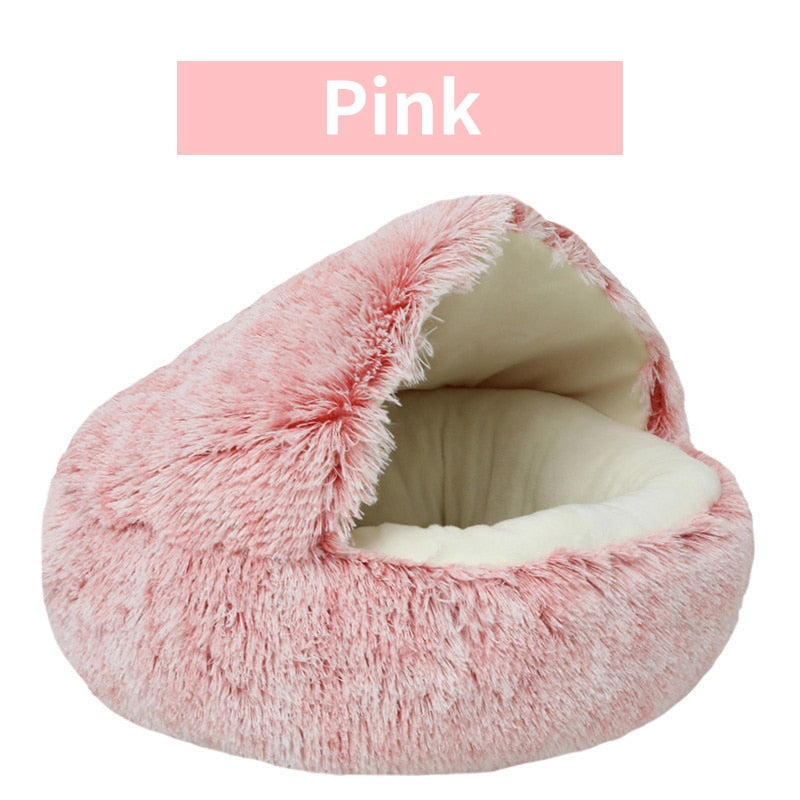 2023 Winter Long Plush Pet Cat Bed Round Cat Cushion Cat House Warm Cat Basket Cat Sleep Bag Cat Nest Kennel For Small Dog Cat