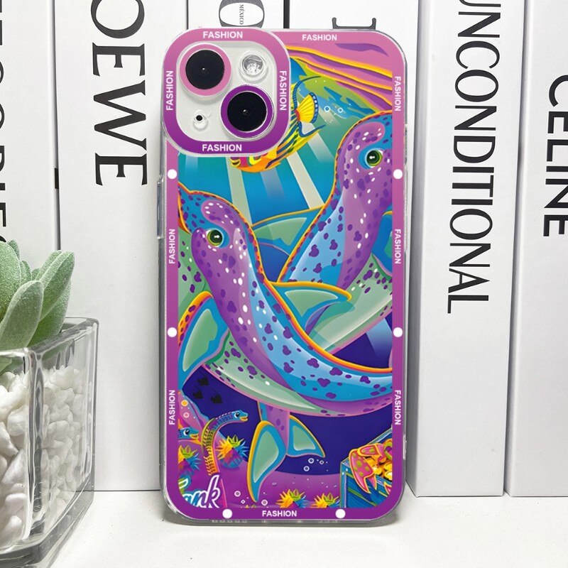 Lisa Frank Art Phone Case Telefoon For IPhone 14ProMax 13 14 12 11 Pro Max Mini Transparent Angel Eyes Cover