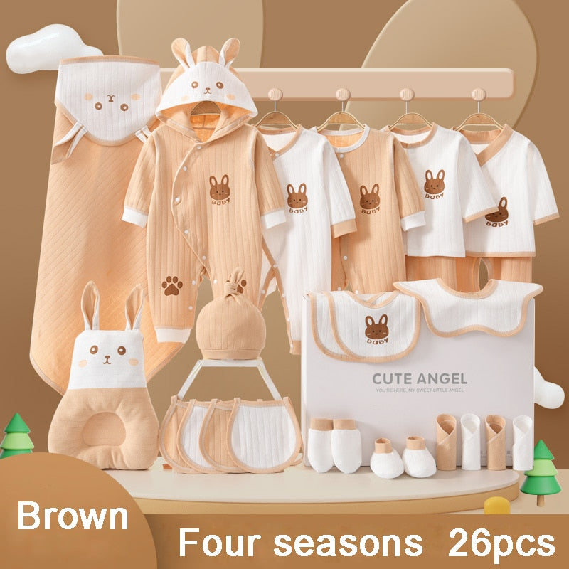 22/24/26 Pieces/0-3Months Newborn Baby Clothing 100% Cotton Kids Clothes Suit Unisex Infant Boys Girls Rabbit Clothing Set