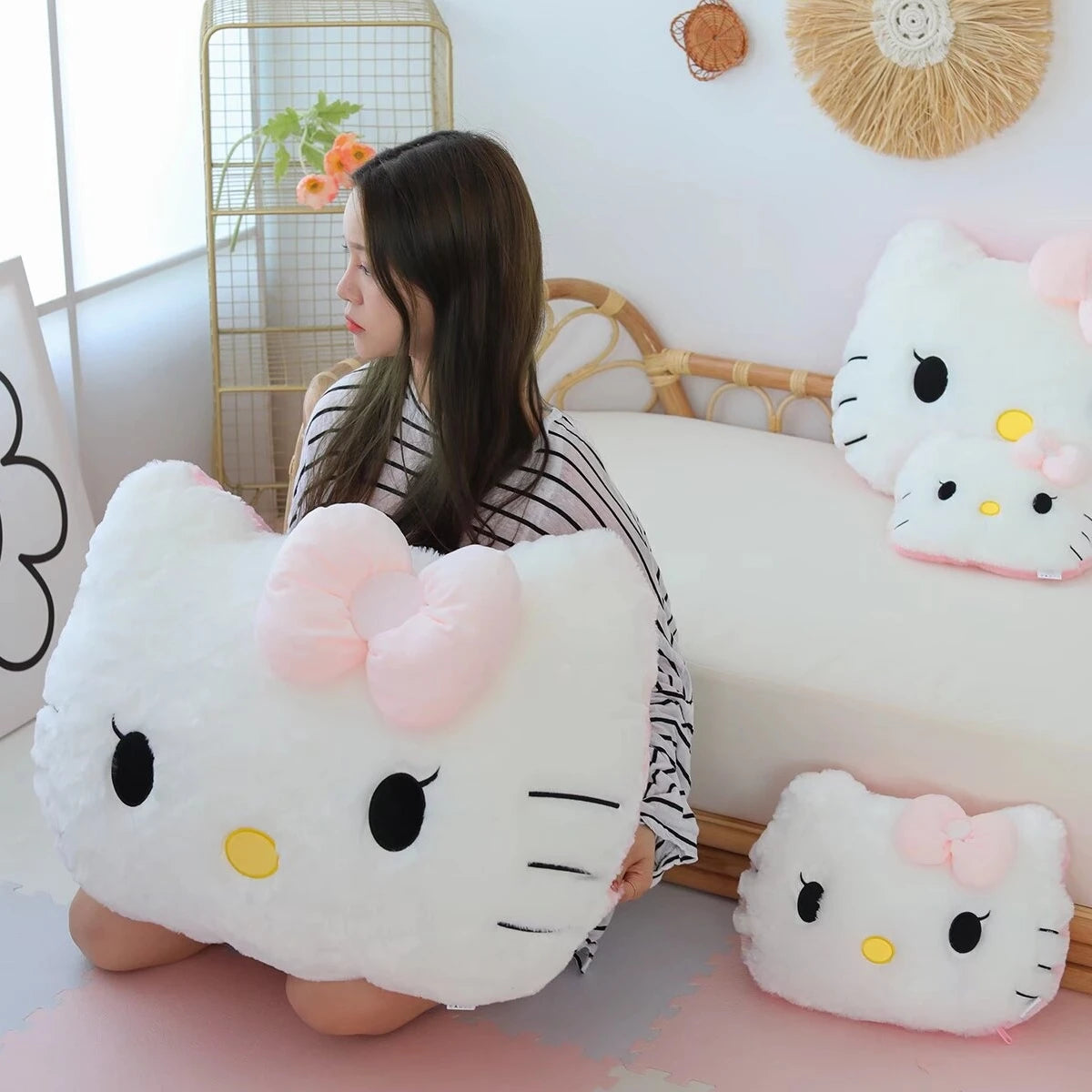 Sanrio Big Size Hello Kitty Back Cushion Soft Cuddly Pillow Comfortable Sofa Bed Decor Pillow Hug Plushies Xmas Gifts For Girl