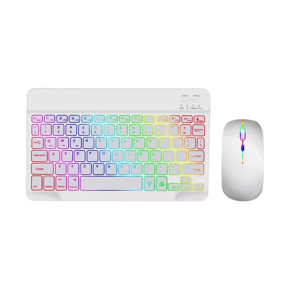 RGB Bluetooth Keyboard and Mouse Rechargeable Wireless Keyboard For iPad Tablet Android iOS Windows Rainbow Backlight Keyboard