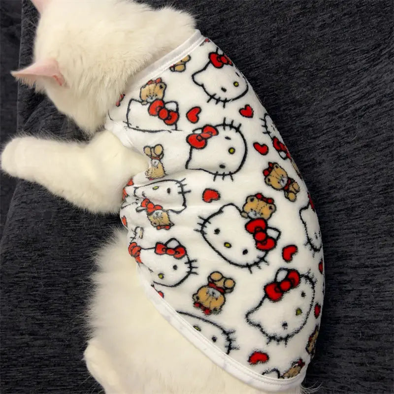 Kawaii Hello Kitty Cat Sweater Costume Winter Warm Pet Clothes for Cats Pullover Mascotas Clothing Gatos Products for Animals
