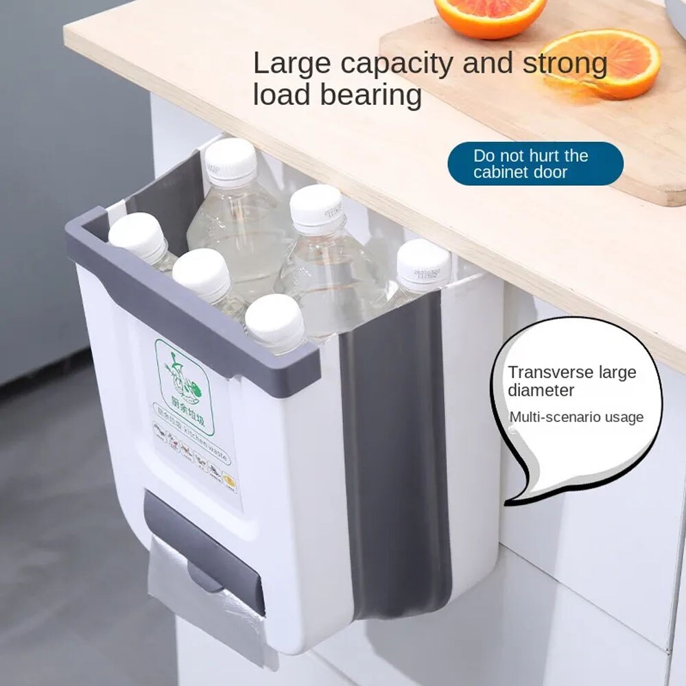 Folding Waste Bin Countertop Trash Can With Bag Holder 10l Folding Small Garbage Can With Trash Bag Container For Cabinet Door