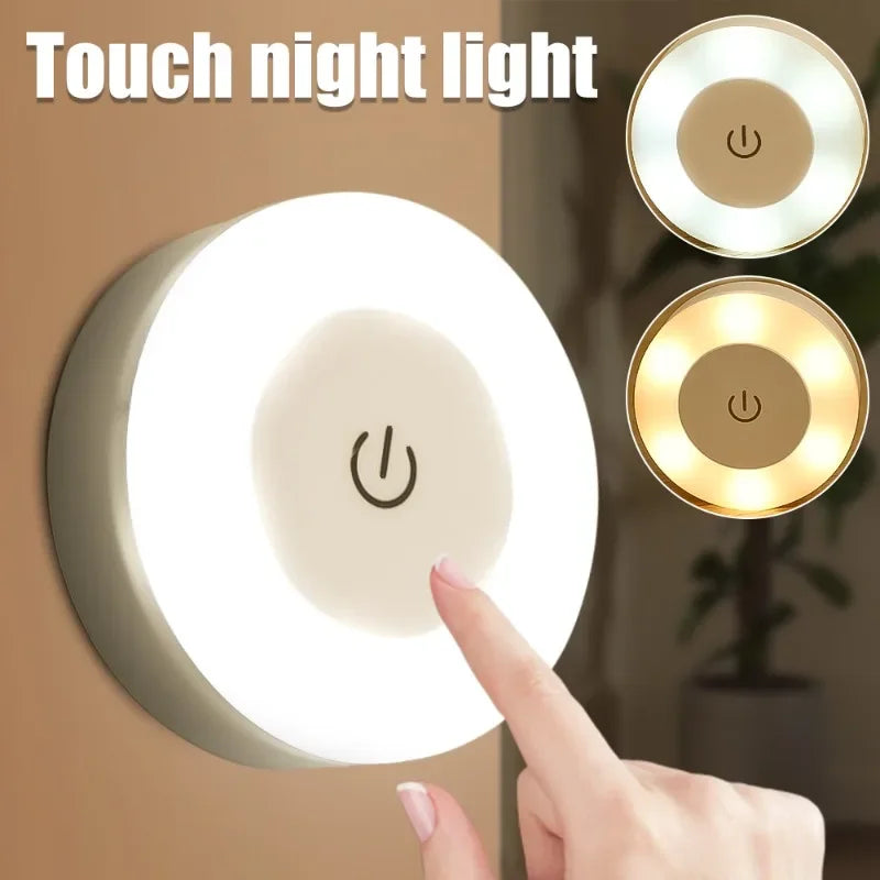 5/1pcs LED Touch Sensor Night Lights Portable USB Rechargeable Magnetic Base Wall Light 3 Modes Bedroom Dimming Night Lamps