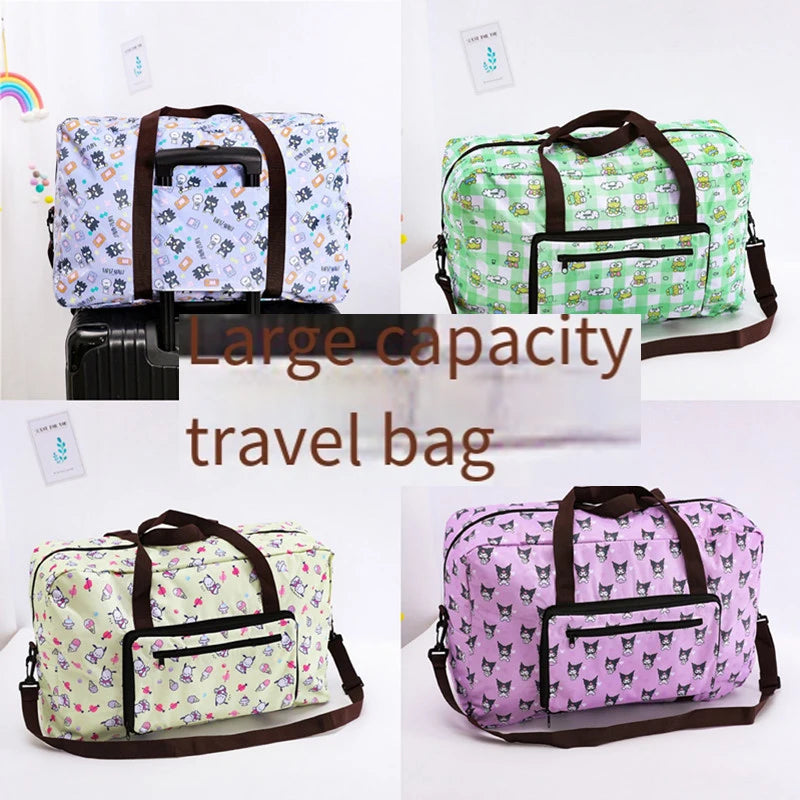 Cartoon Sanrios Folding Travel Bag Girl Downhill Bag Storage Bag Kawaii Can Be Hung Trolley Suitcase Increase Water Proof