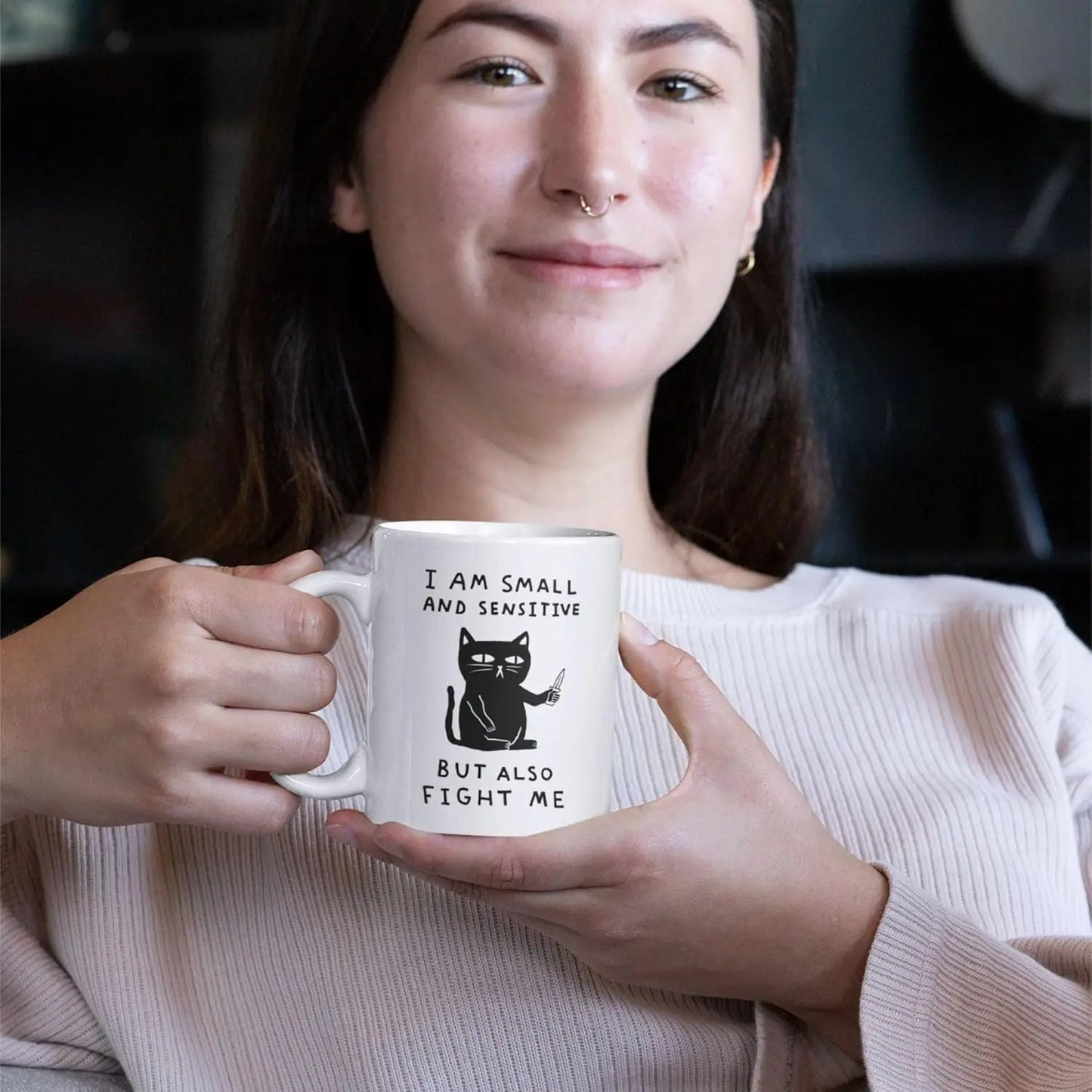 Look HUMAN Possum Coffee Mug Funny Coffee Mugs Adult Humor Double-Sided Print Ceramic Coffee Cups as Opossum Gifts