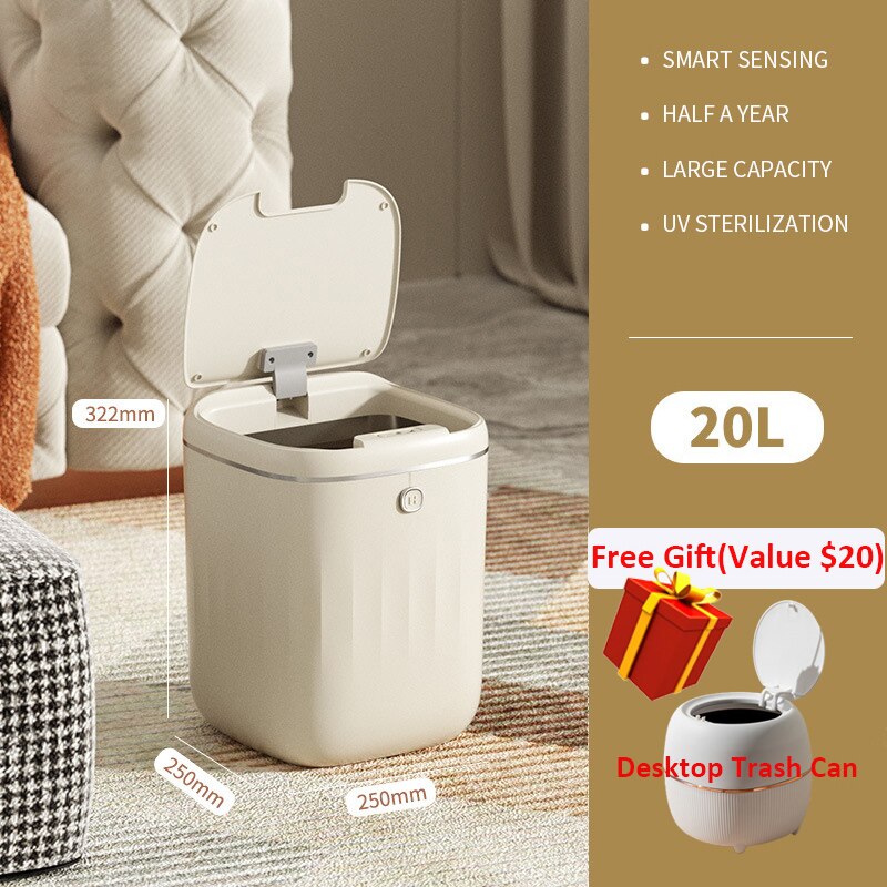 Smart Trash Can Automatic Induction Trash Bin Electric Touchless Wastebasket Kitchen Bathroom Waterproof Large Capacity Wastebin