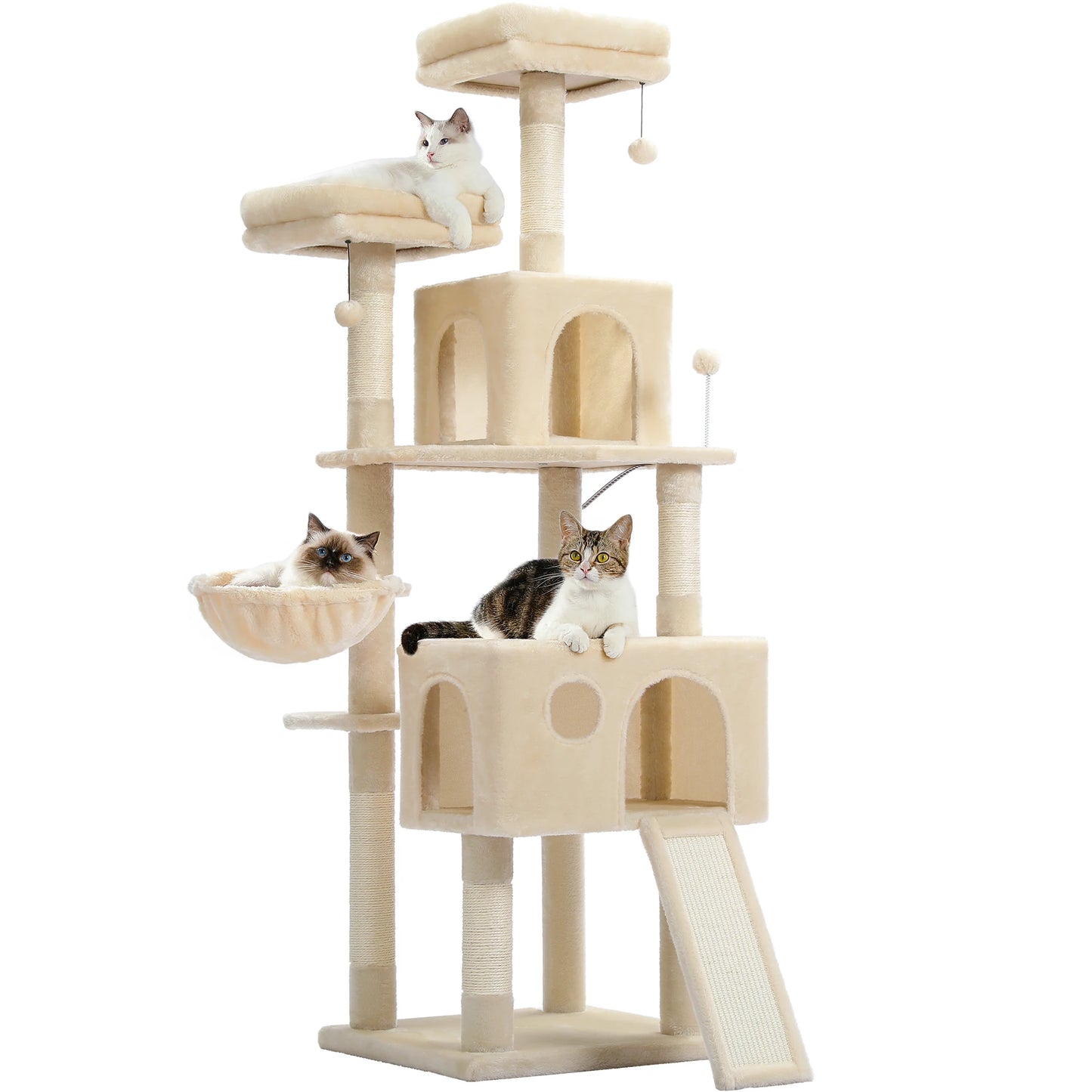 Free Shipping Multi-Level Cat Tree For Cats With Cozy Perches Stable Cat Climbing Frame Cat Scratch Board Toys Gray&Beige