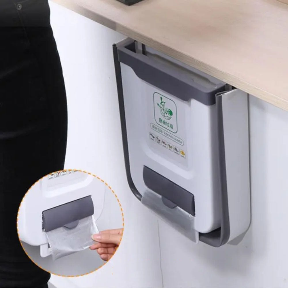 Folding Waste Bin Countertop Trash Can With Bag Holder 10l Folding Small Garbage Can With Trash Bag Container For Cabinet Door