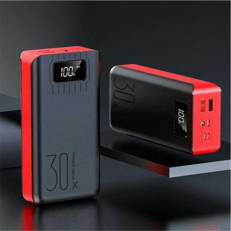 Fast Charging Power Bank Portable 30000mAh Charger 2.1A Digital Display External Battery Pack Flashlight for Xiaomi IPhone