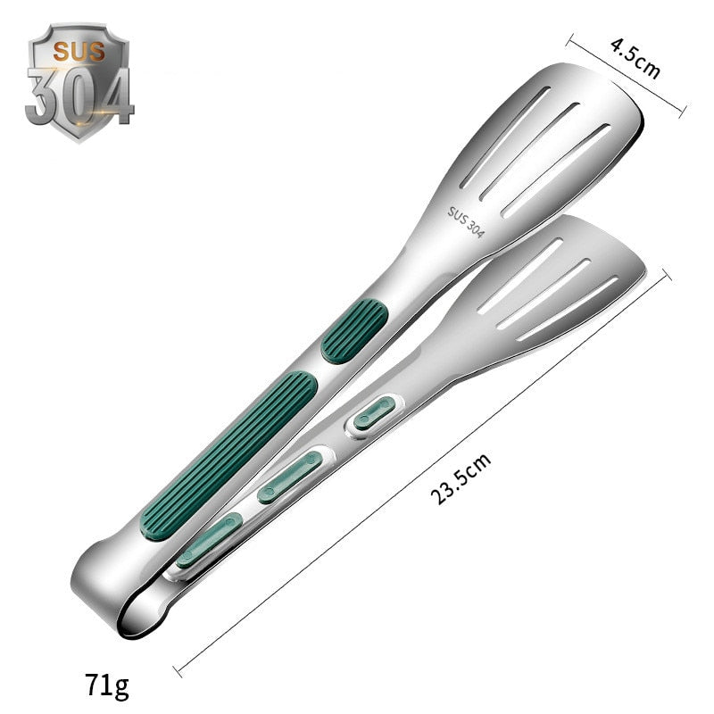 7/9/12inch 304 Stainless Steel Food Clip BBQ Grill Steak Food Clip Silicone Non-slip Handle Bread Tong Party Kitchen Accessories