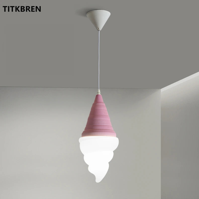 Dessert Shop Ice Cream Cones Pendant Lights Creative Children Bedroom Bedside Hanging Lamp Kids Room Fixture Suspension Lighting