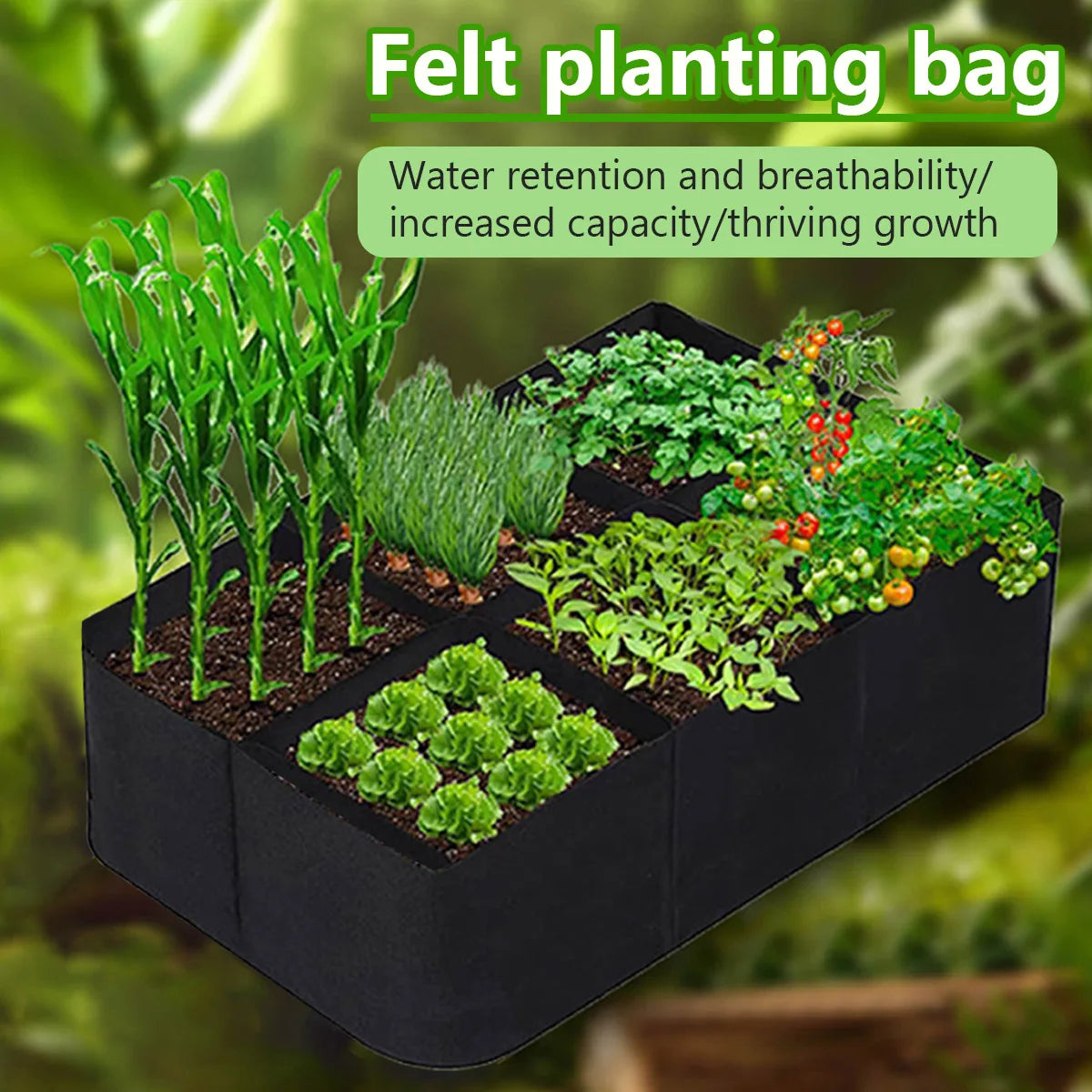 Garden Planting Bag Multi-gird Felt Growing Bag Rectangle Planting Nursery Pot Vegetable Tomato Potato Planting Container Plant
