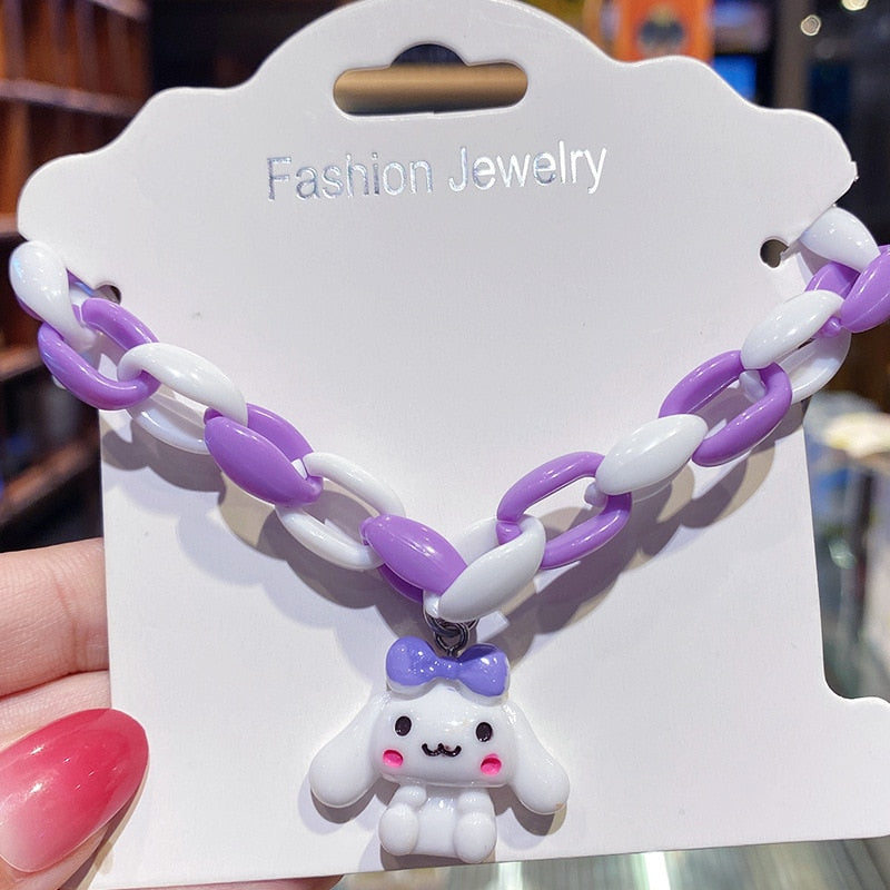 Kawaii Hello Kitty Bracelet Cinnamoroll Cartoon Anime Sanrios Bangle My Melody Jewelry Charms Cute Accessory Birthday Girls Gift