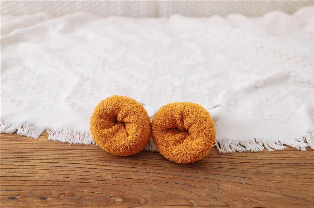 5 Pairs New Three-dimensional Ear Embroidery Cat Claw Coral Fleece Socks Cartoon Cat Confinement Warm Women Sleeping Socks