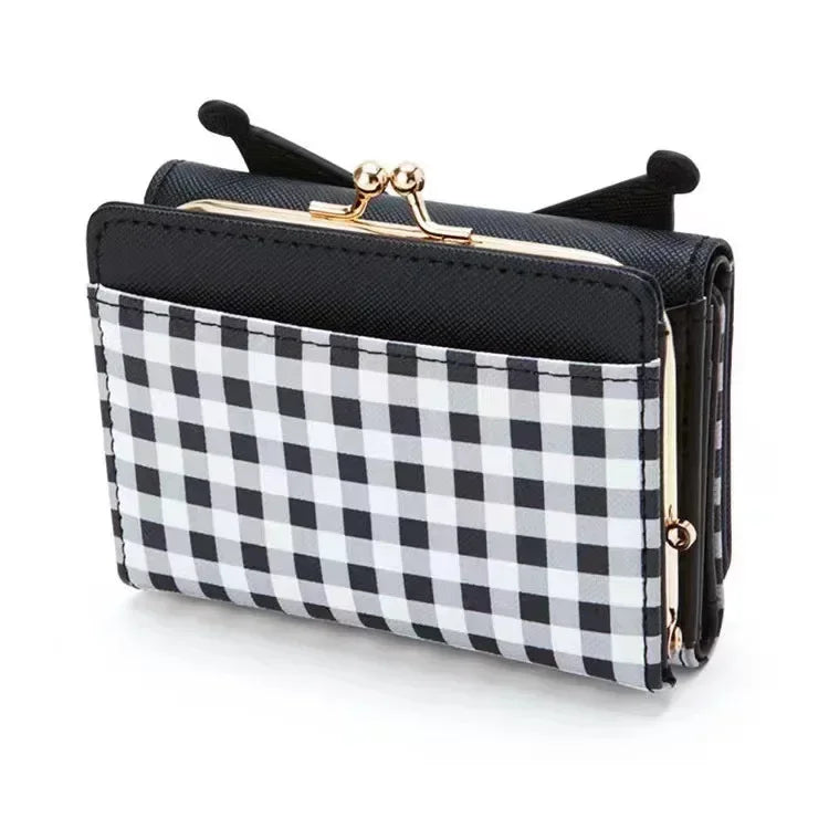 Sanrio Hello Kitty Bag Kawaii Cinnamoroll My Melody Kuromi Casual Fashion PU Leather Wallet Cute Folding Light Card Bag New 2024