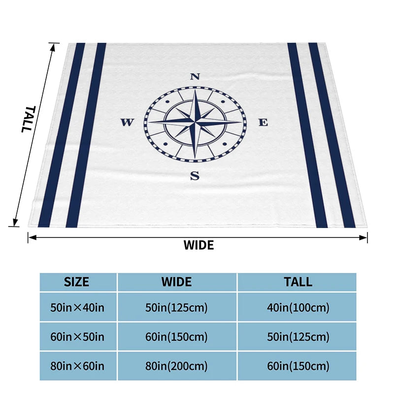 Blue Nautical Upholstery Blankets Soft Flannel Blankets Bed Blankets Breathable Thermal Bedding & Travel Blankets Customizable