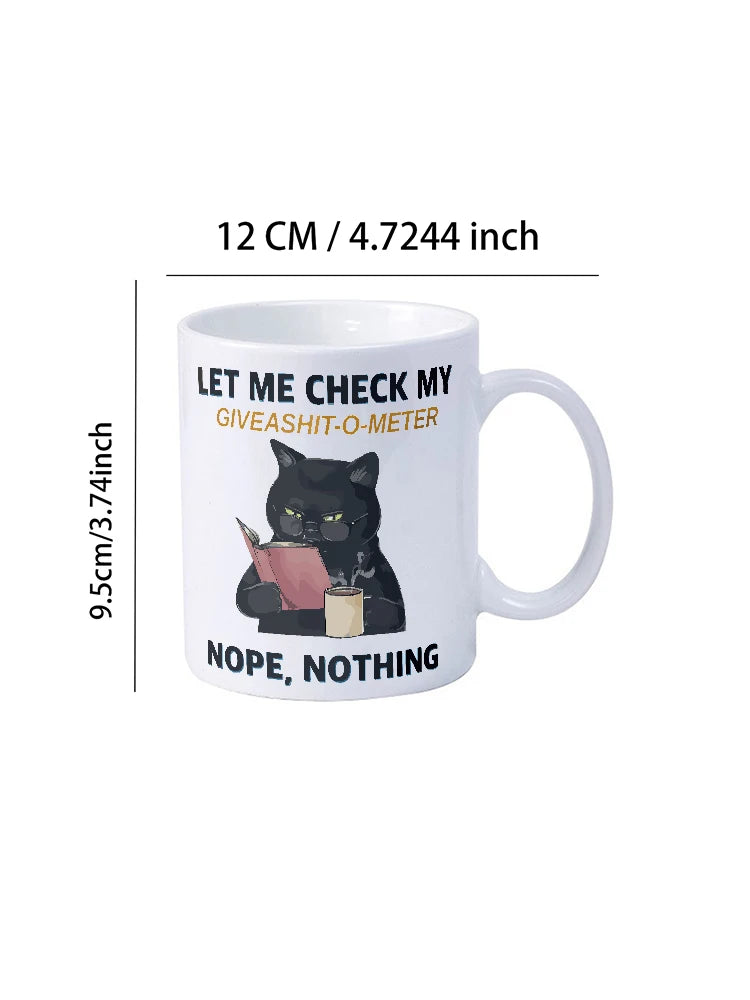Cat Cartoon Fun Mug Travel Coffee Mug Suitable for Women Men 330ml Ceramic Tea Cup, Fun Inspirational Gift Black