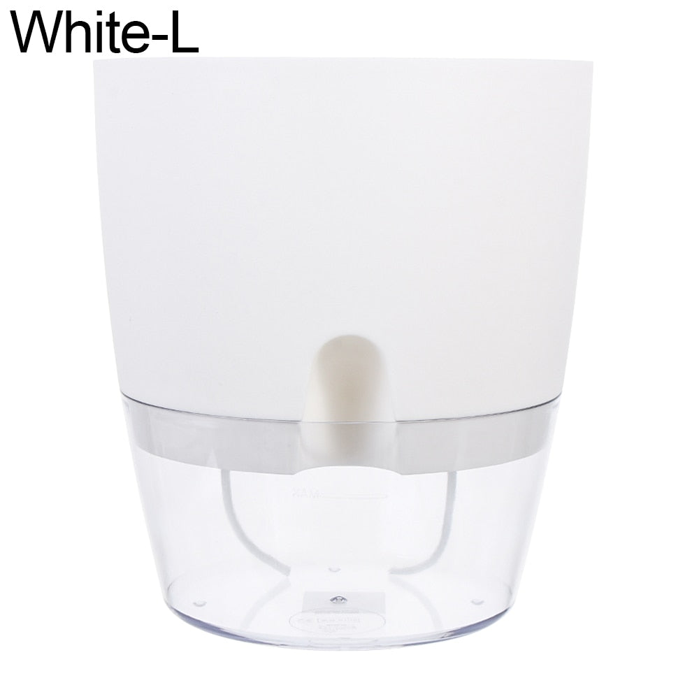 Automatic Water Absorption Plantpot Self Watering Lazy Flowerpot Round Double-layer Succulent Plant Small Green Plant Flowerpot