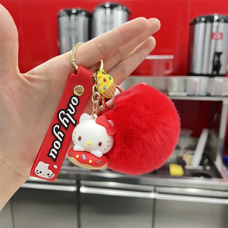 Kawaii Hello Kitty Keychain Sanrio Anime Cartoon Melody Kuromi Cinnamoroll Toys Cute Pendant Dolls Car Key Ring Girl&Child Gifts