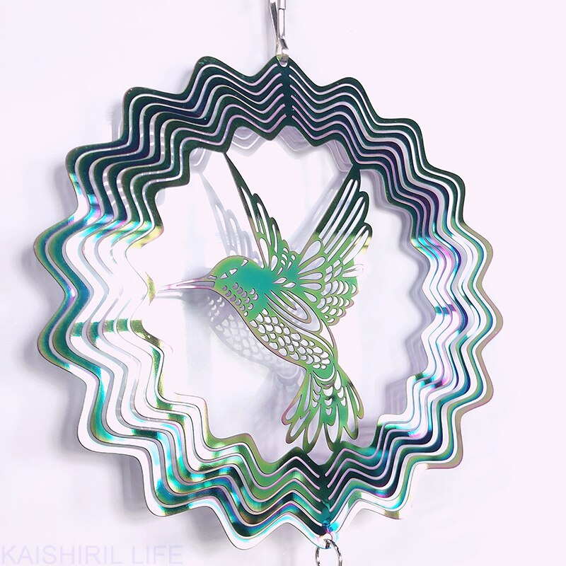 3D Hummingbird Wind Chimes Crystal Sun Catcher Stained Glass Pendant Garden Decoration Birds Wind Spinner Home Decor Accessories