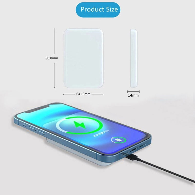 Portable Wireless Charger Macsafe Auxiliary Spare External Magnetic Battery Pack Power Bank For iphone 12 13 14Pro Max Powerbank