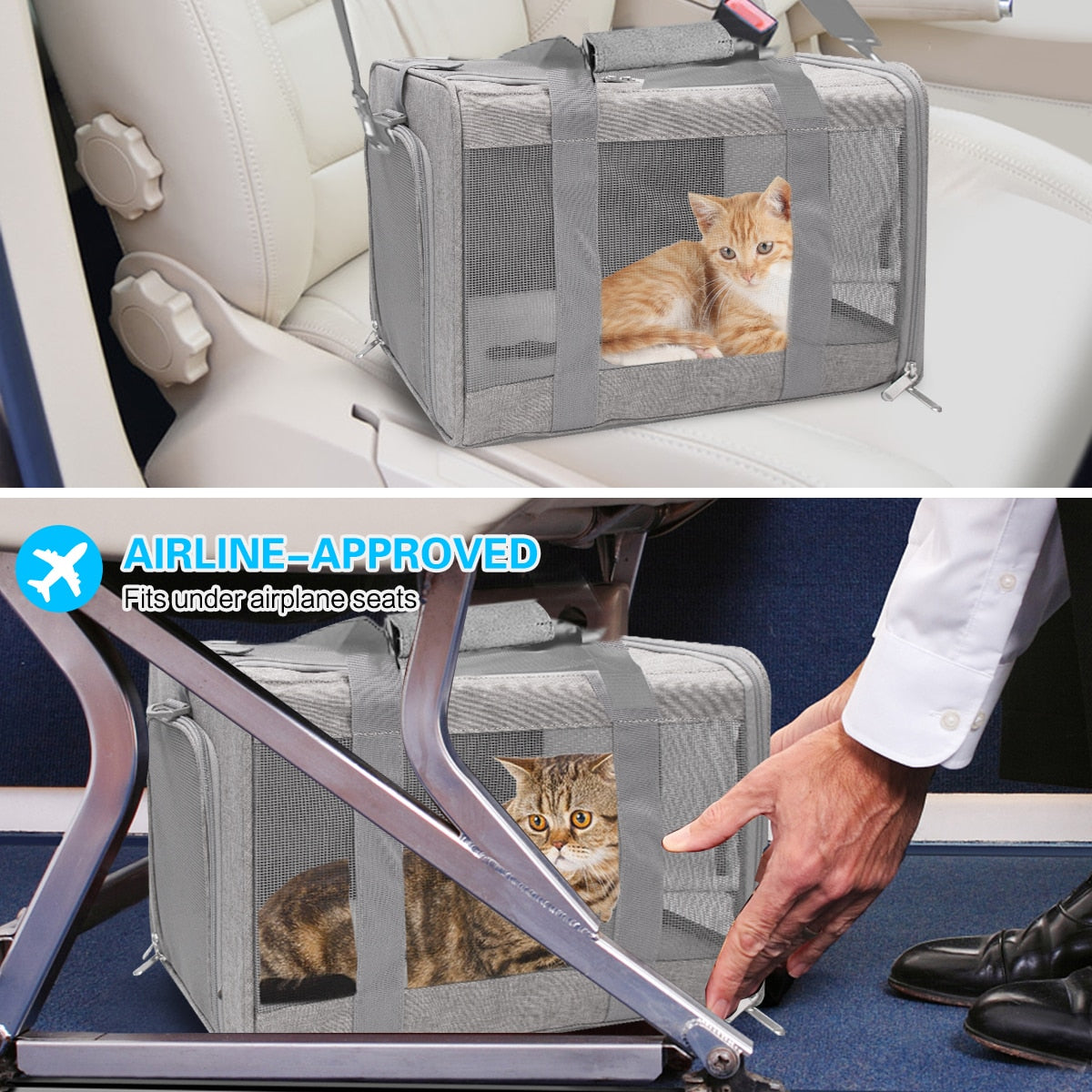Soft Dog Carrier Backpack With Reflective Strip Airline Approved Travel Pet Transport Bag Portable Handbag For Small Dogs