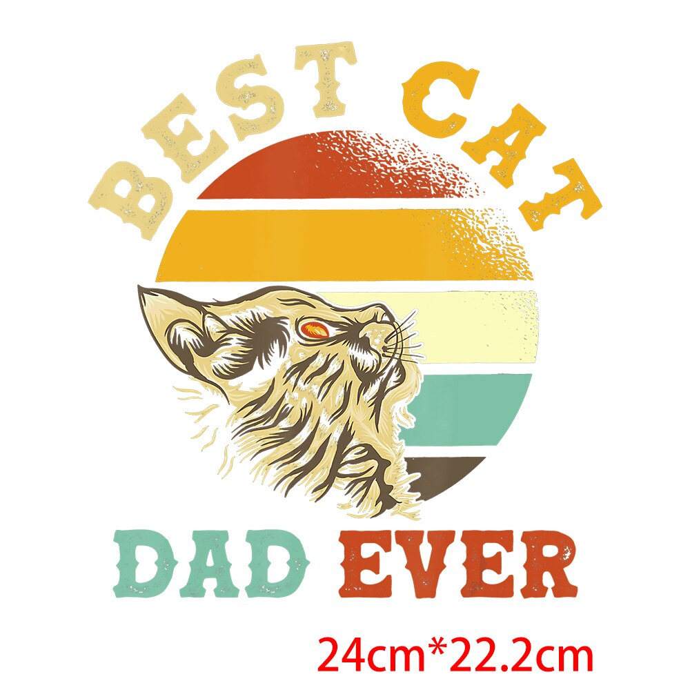 Dad Birthday Gift Funny Dad Cat Patches Father's Day Heat Transfer Stickers Fashion Thermo Stickers Fashion Graphic Appliques