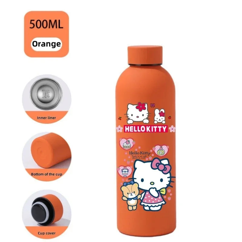 Sanrio 500 ML Thermos Mug Hello Kitty Cartoon 304 Stainless Steel Portable Water Cup Travel Water Bottle Kawaii Cups Kids Gifts