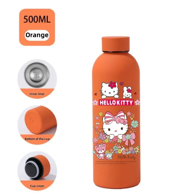 Sanrio 500 ML Thermos Mug Hello Kitty Cartoon 304 Stainless Steel Portable Water Cup Travel Water Bottle Kawaii Cups Kids Gifts