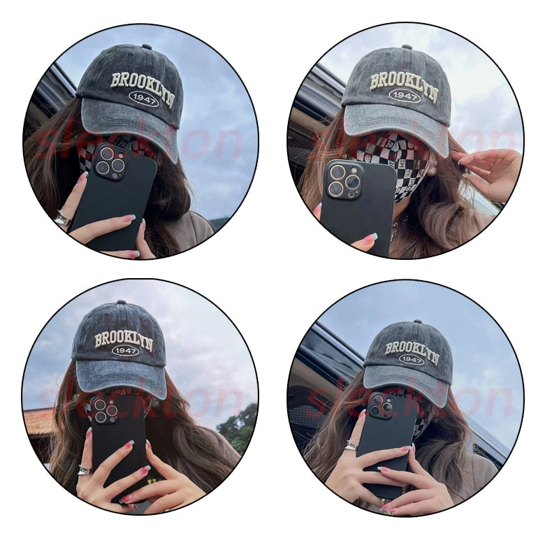 SLECKTON Retro Baseball Cap for Women and Men Washed Cotton Dad Embroidered Hat Casual Snapback Hat Summer Sun Cap Unisex Gorras