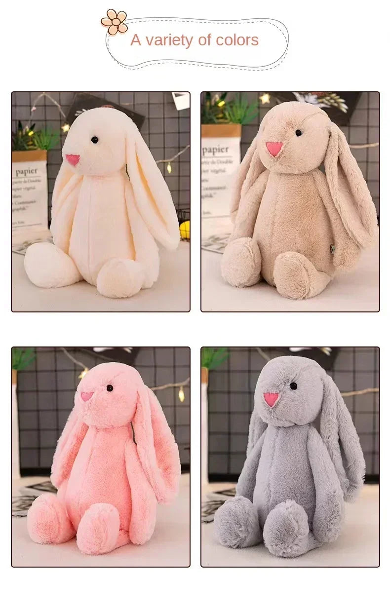 Cute Easter Rabbit Plush Toy Long Ear Bunny Stuffed Animal Soft Cotton Sleeping Mate for Boys and Girls