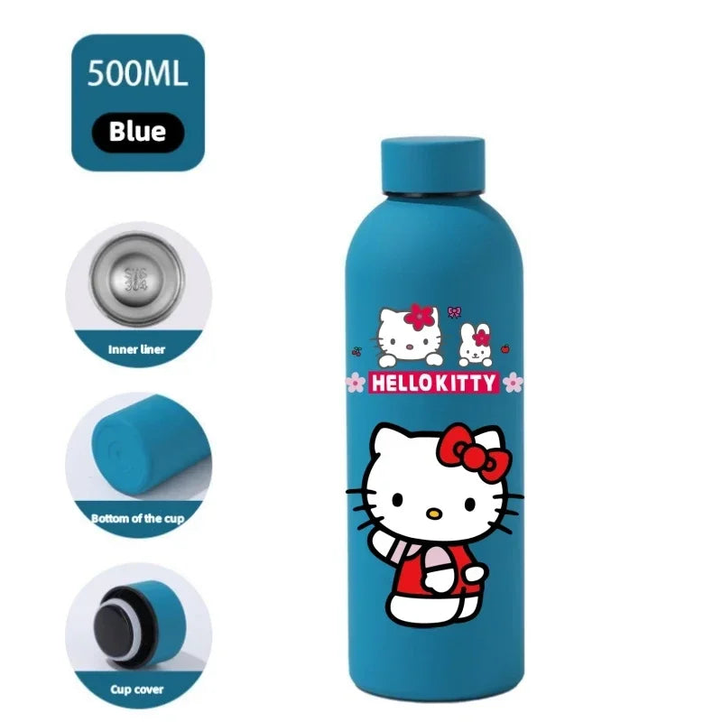 Sanrio 500 ML Thermos Mug Hello Kitty Cartoon 304 Stainless Steel Portable Water Cup Travel Water Bottle Kawaii Cups Kids Gifts