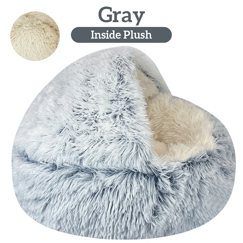 Dog winter plush pet cat bed Round cat mat Cat House 2 in 1 Warm cat sleeping bag cat litter dog kennel Dog supplies