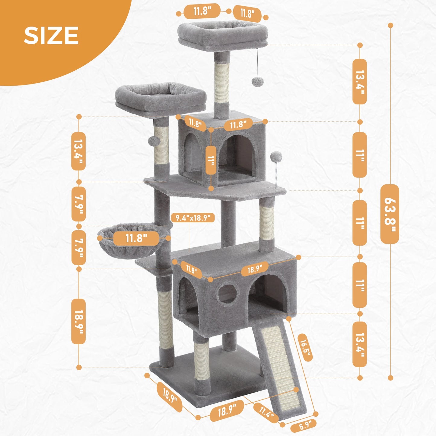 Free Shipping Multi-Level Cat Tree For Cats With Cozy Perches Stable Cat Climbing Frame Cat Scratch Board Toys Gray&Beige